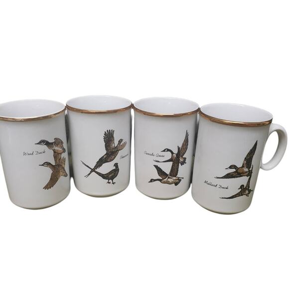 Vintage Gaming Bird Coffee Mugs • Goose Mallard Duck Pheasant • Made In England - Picture 1 of 9